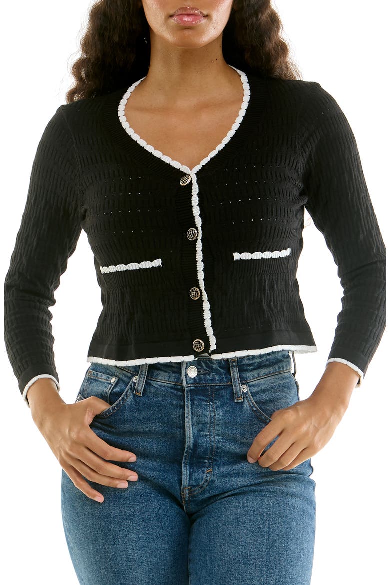 Scalloped Bolero, Main, color, BLACK/ WHITE