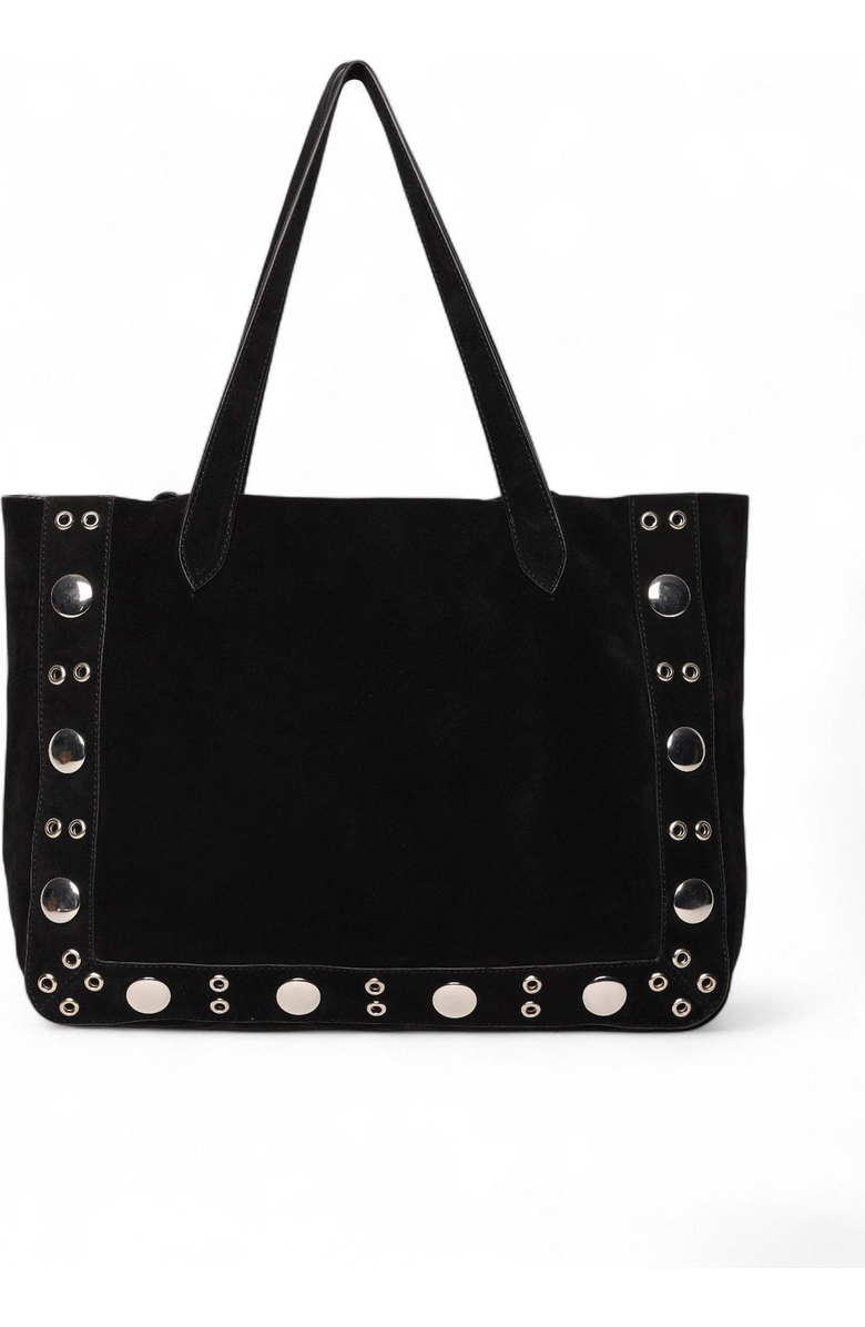 Walter Baker Flynn Studded Tote, Main, color, Black Suede