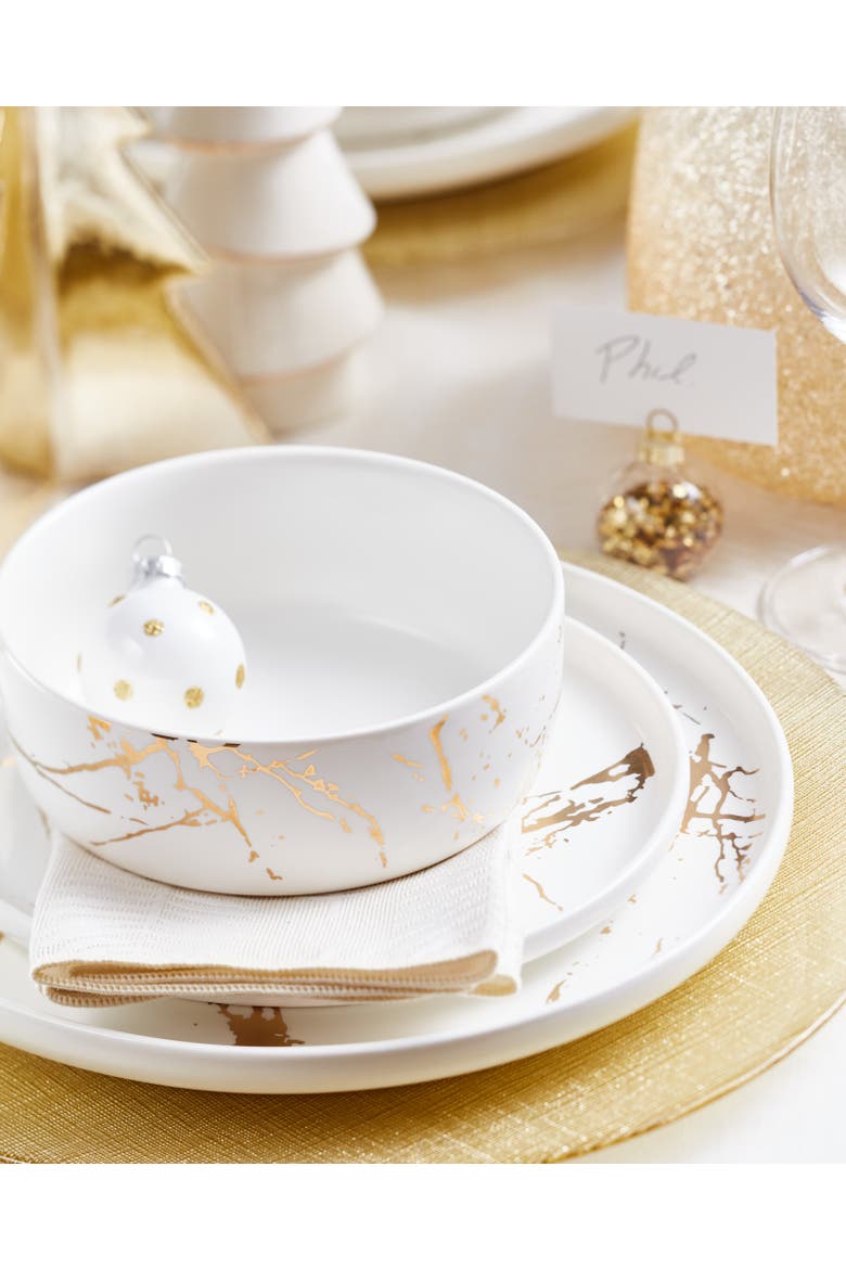 Zora Porcelain 32-Piece Dinnerware Set, Alternate, color, White