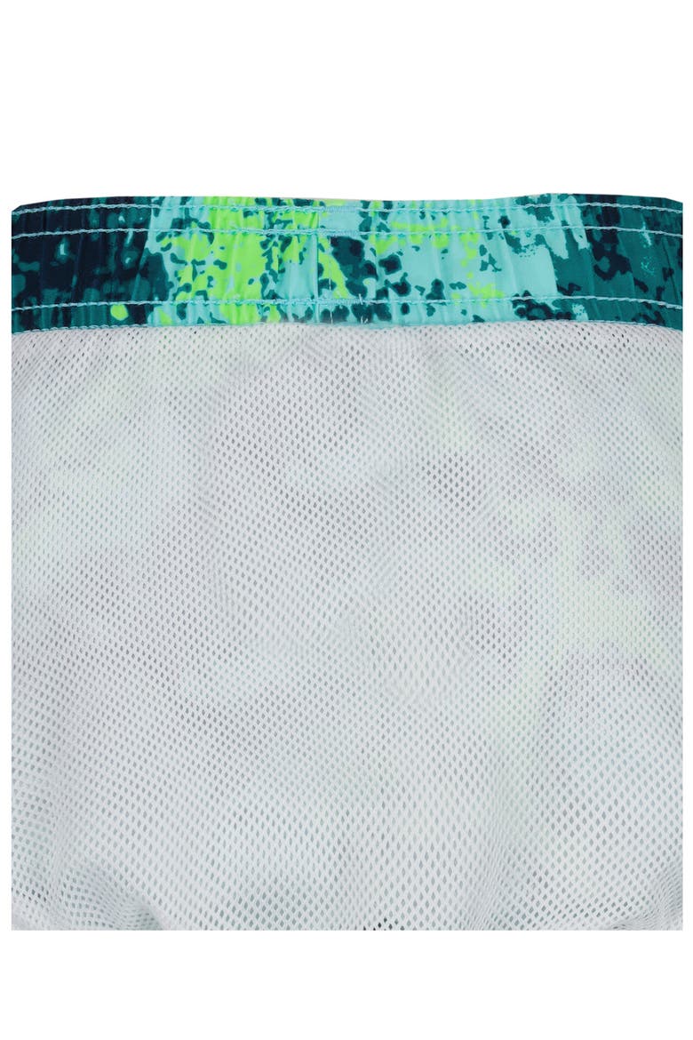 Kids' Coral Logo Rashguard & Swim Trunks Set, Alternate, color, NEO TURQUOISE