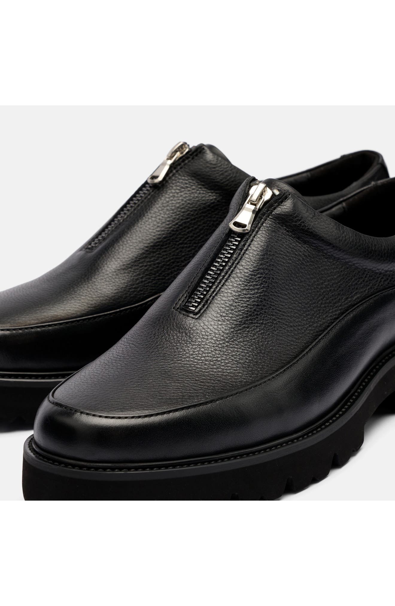 Monza Zip Leather Slip On, Alternate, color, BLACK