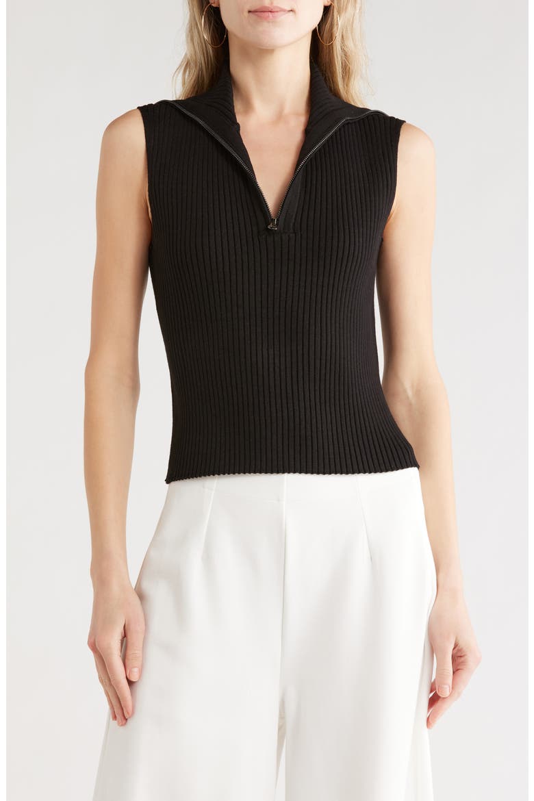 Quarter Zip Sweater Vest, Main, color, BLACK