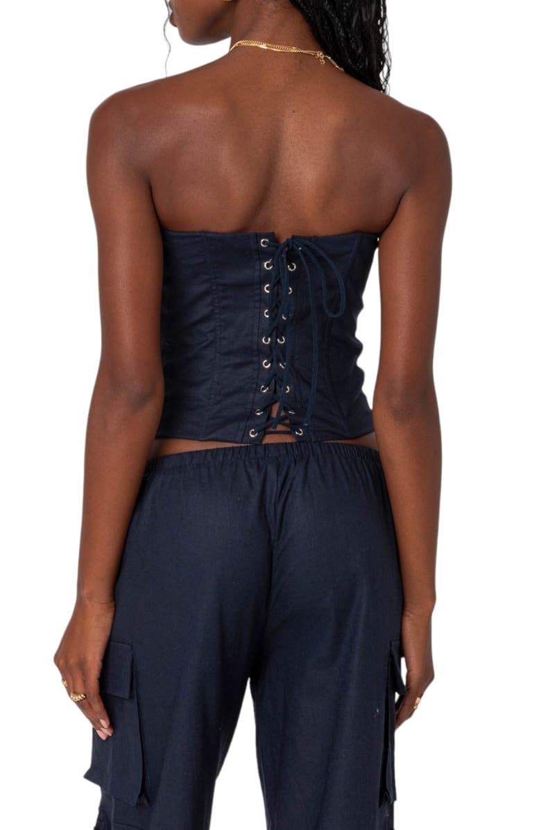 EDIKTED Bristol Linen Blend Corset Top, Alternate, color, 