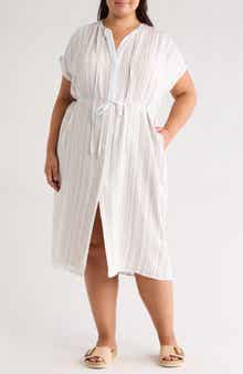 Stripe Cap Sleeve Shirtdress