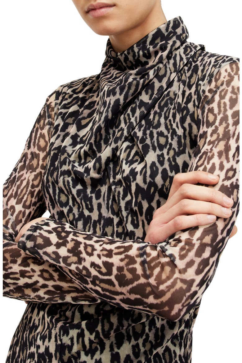Tia Leopard Print Semisheer Long Sleeve Dress, Alternate, color, ANITA SOFT PINK
