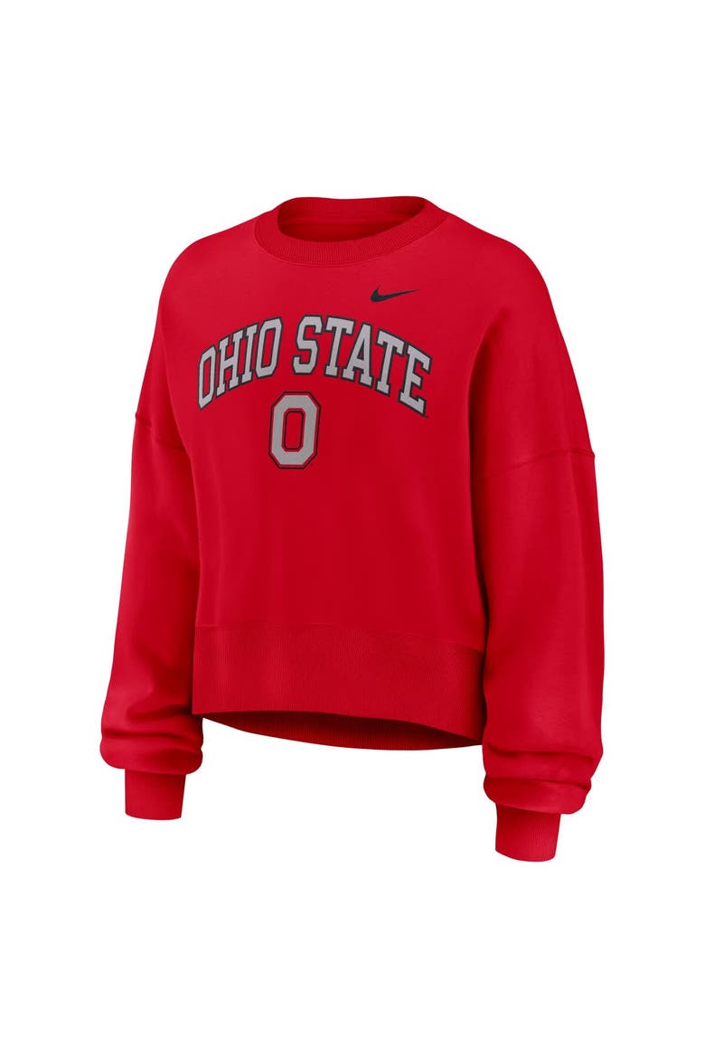 Women's Nike Scarlet Ohio State Buckeyes Oversized Phoenix Arch Pullover Sweatshirt, Alternate, color, Scarlet