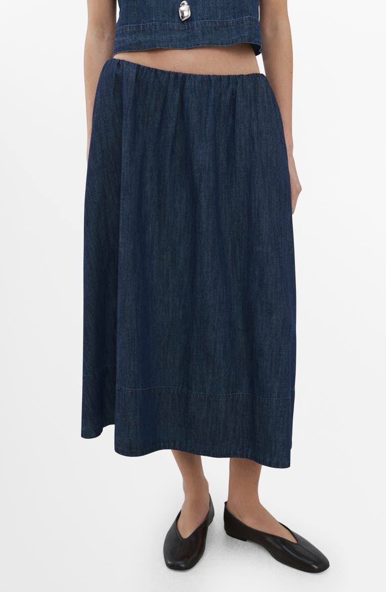 MANGO Denim Midi Skirt, Main, color, Open Blue