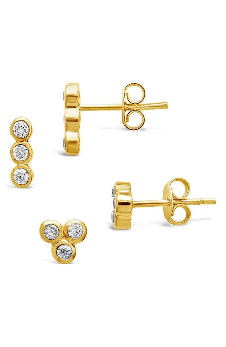 Sterling Forever 14K Gold Plated Sterling Silver 2-Piece Bezel Stud Set, Alternate, color, Gold