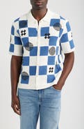 Wax London Porto Check Embroidered Cotton Crochet Polo