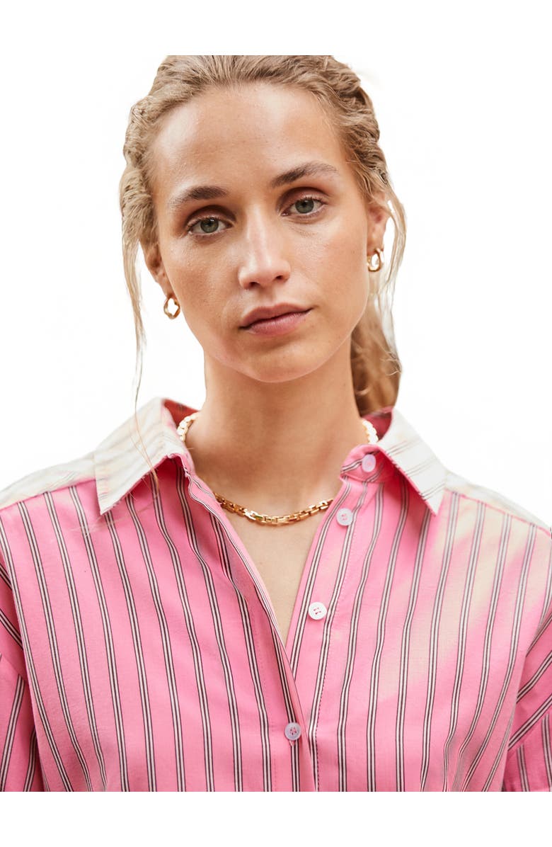 Ro&Zo Long Sleeve Stripe Shirt Dress, Alternate, color, Pink