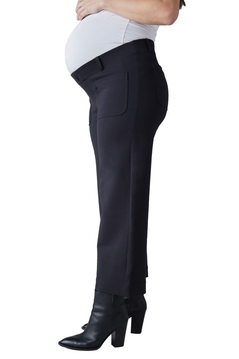 Crop Wide Leg Maternity Pants, Alternate, color, BLACK ONYX