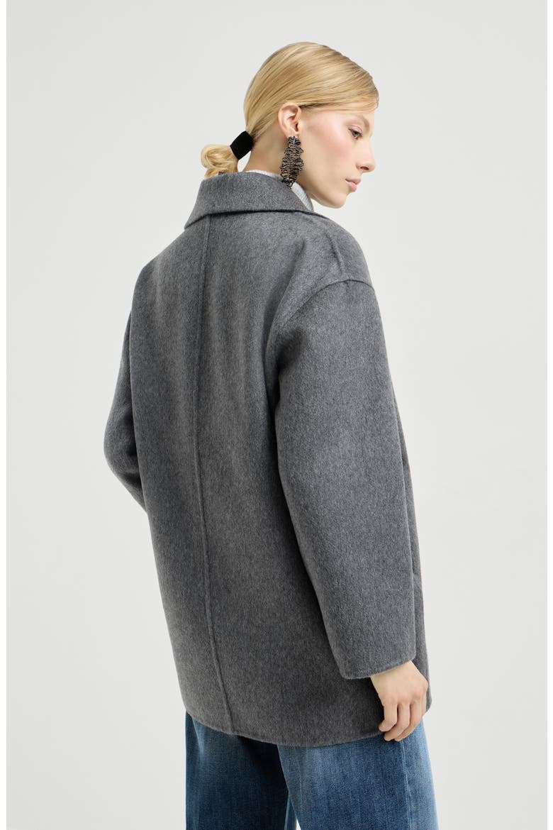 Cashmere double beaver cloth pea coat, Alternate, color, Anthracite