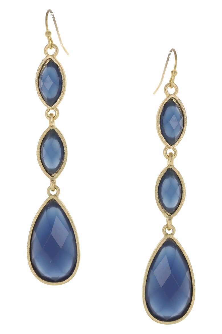 Drea Faceted Dangle Earrings, Main, color, GOLD / BLUE