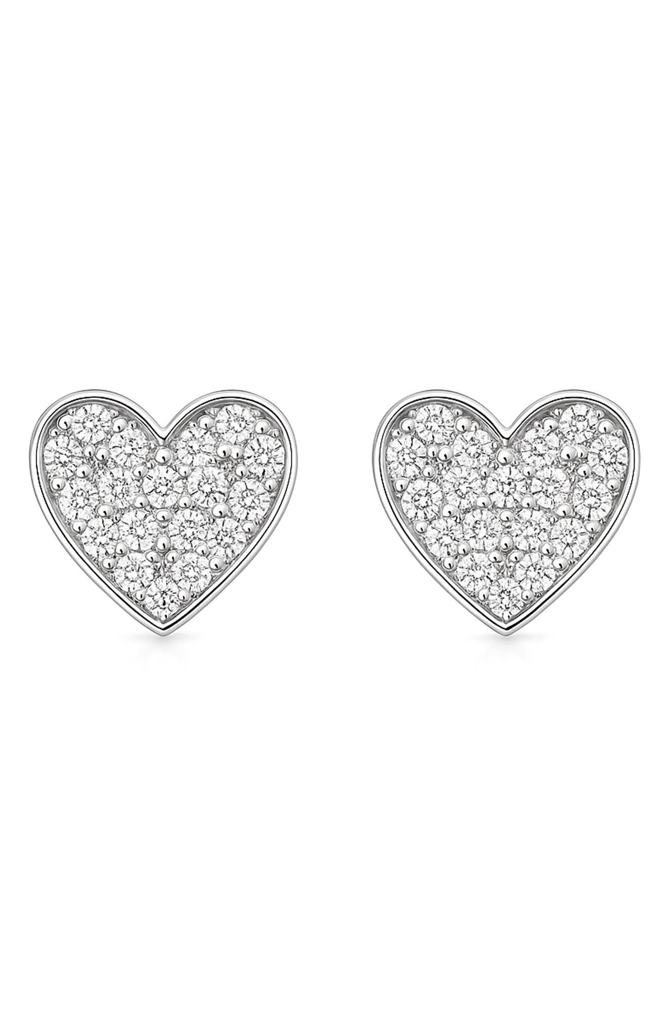 House of Frosted Clara 14K White Gold Plate Sterling Silver White Topaz Heart Stud Earrings