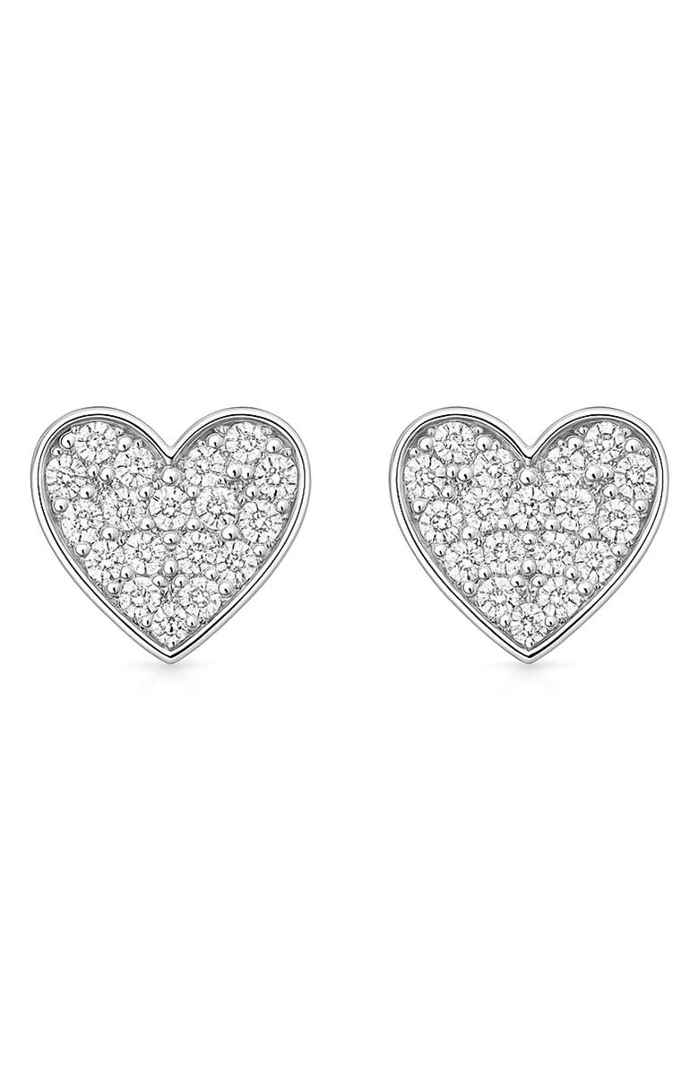 House of Frosted Clara 14K White Gold Plate Sterling Silver White Topaz Heart Stud Earrings, Main, color, White Gold