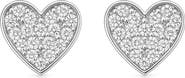 House of Frosted Clara 14K White Gold Plate Sterling Silver White Topaz Heart Stud Earrings