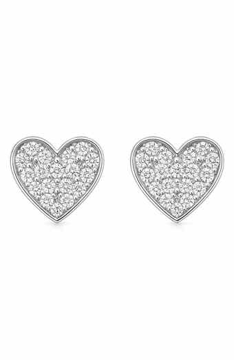 House of Frosted Clara 14K White Gold Plate Sterling Silver White Topaz Heart Stud Earrings