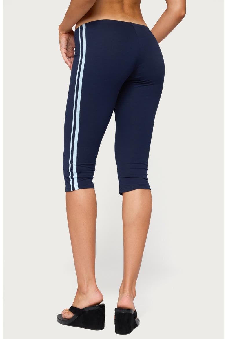Danie Side Stripe Capri Leggings, Alternate, color, NAVY