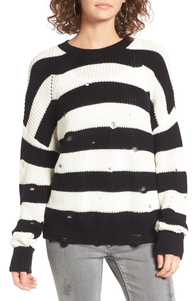 BP. Decontructed Stripe Cotton Pullover, Main, color,