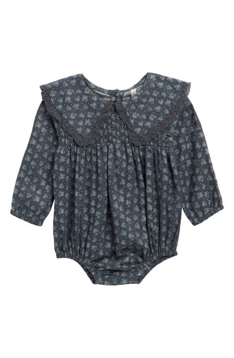 Fern Heart Ditsy Long Sleeve Linen Blend Romper