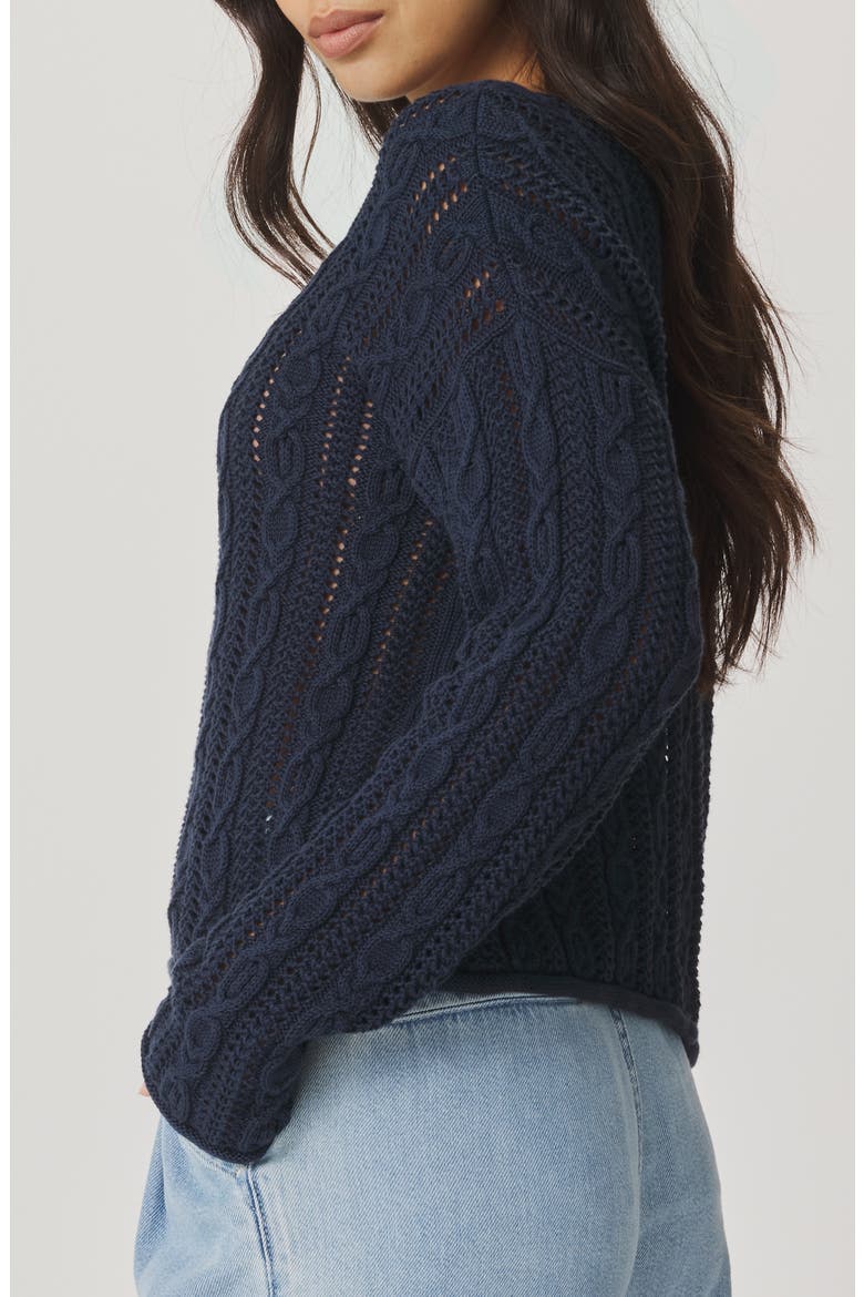 Brennan Cable Knit Cotton Sweater, Alternate, color, NAVY BLUE