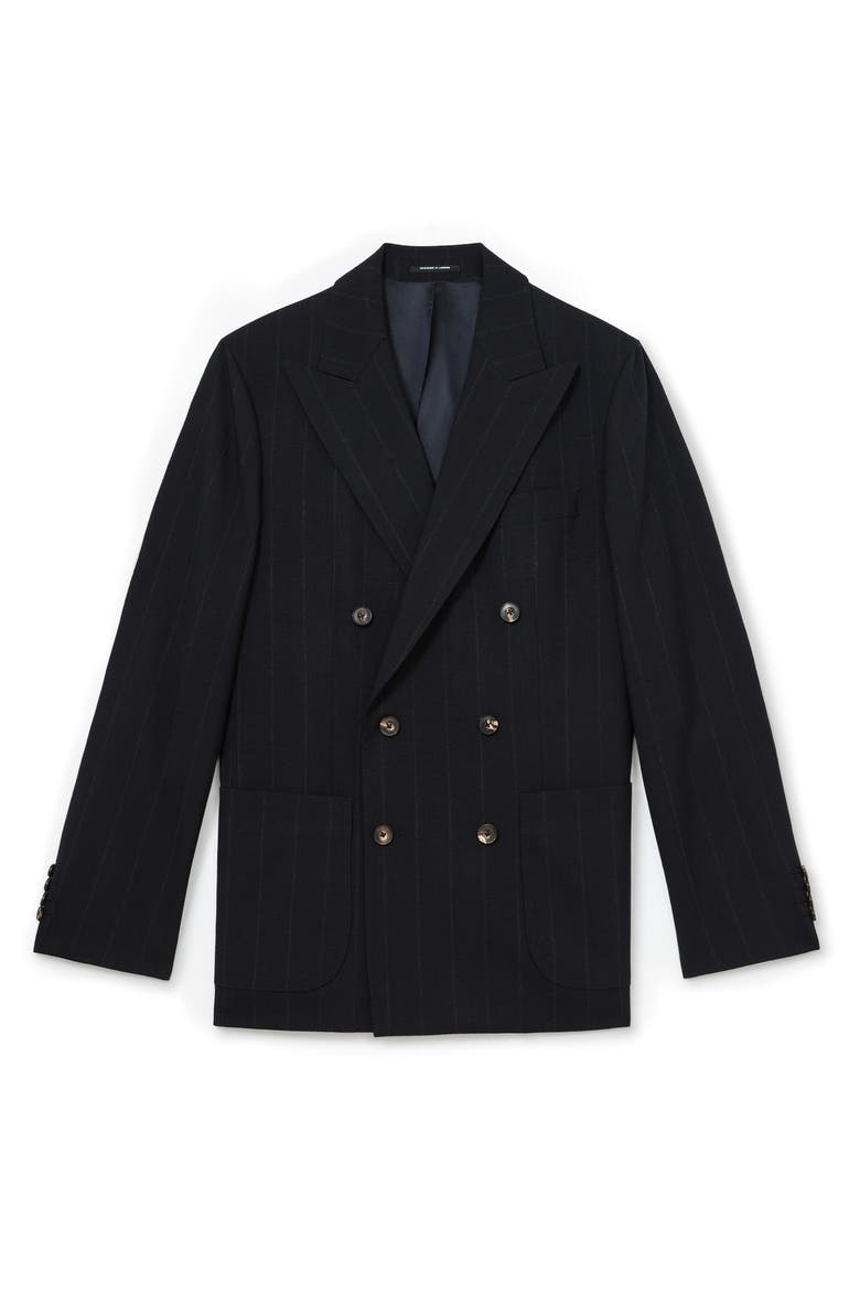 Valley Pinstripe Wool Double Breasted Dinner Jacket, Alternate, color, NAVY