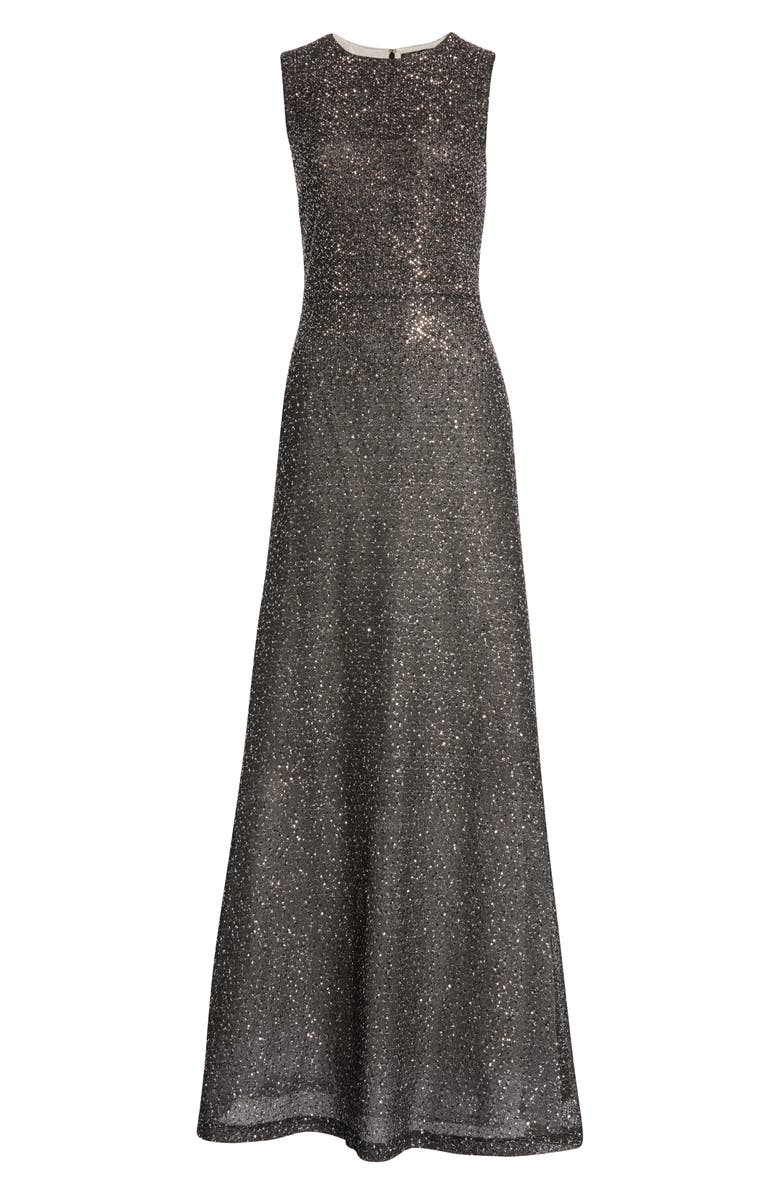 St. John Evening Embellished Netting Knit Trumpet Gown, Alternate, color,