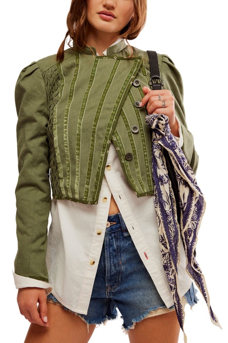 Bali Simone Crop Jacket, Main, color, DUSTY OLIVE COMBO