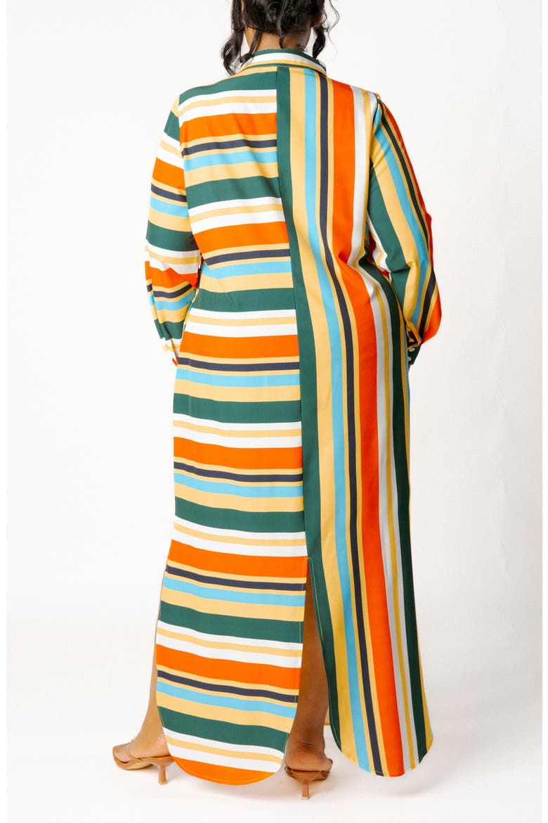 Long Sleeve Button-Up Maxi Shirtdress, Alternate, color, MULTI STRIPE