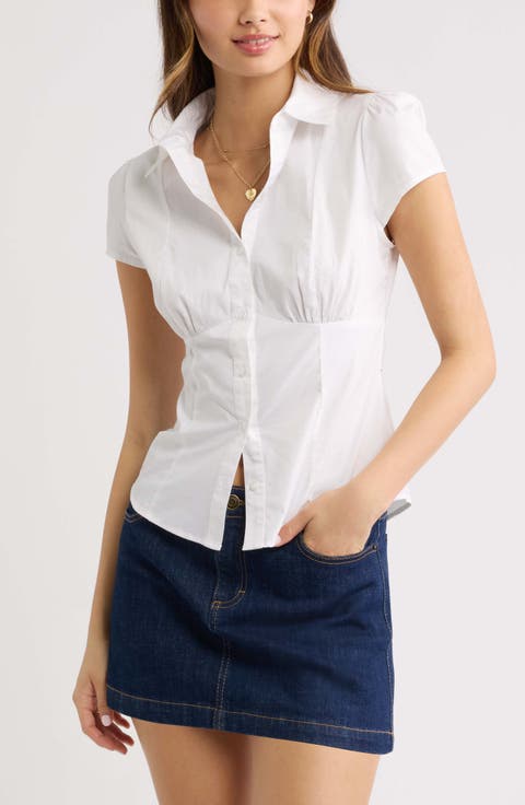 Ruched Empire Waist Button Shirt