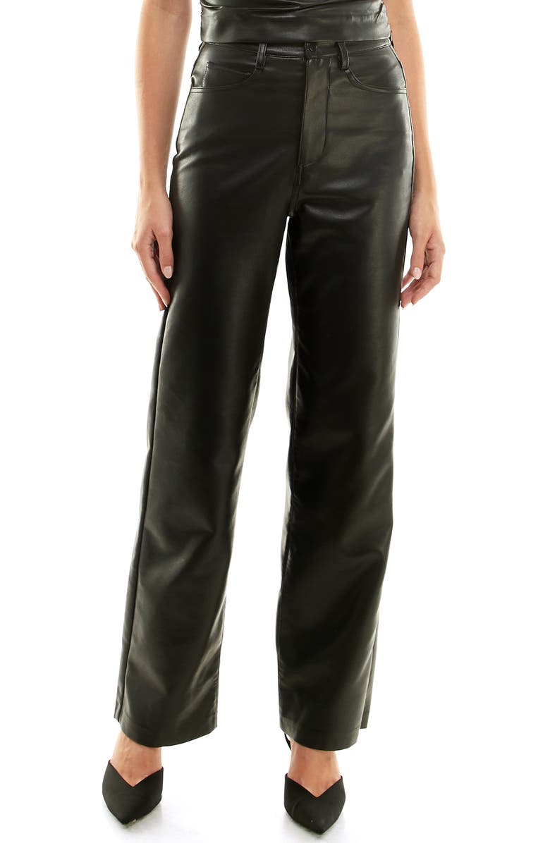 WAYF x Jourdan Sloane Giselle Faux Leather Pants, Main, color,