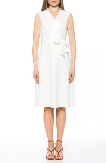 Alexia Admor Dane Tie Waist Midi Dress In Ivory