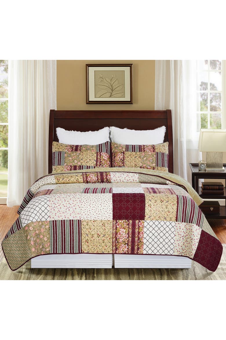 Arlo Cotton Quilt Set  - Reversible and Machine Washable, Alternate, color, Green