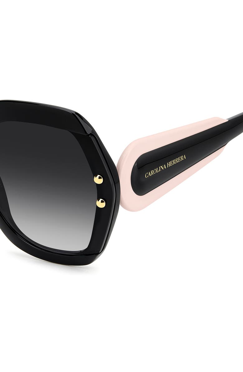 Carolina Herrera 61mm Gradient Geometric Sunglasses, Alternate, color, Black Pink/ Dark Grey Sf