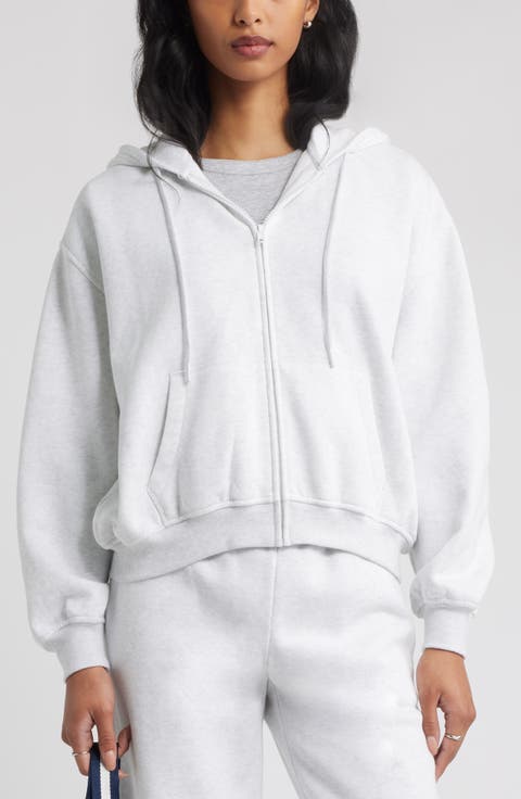 Relaxed Cotton Blend Zip Hoodie