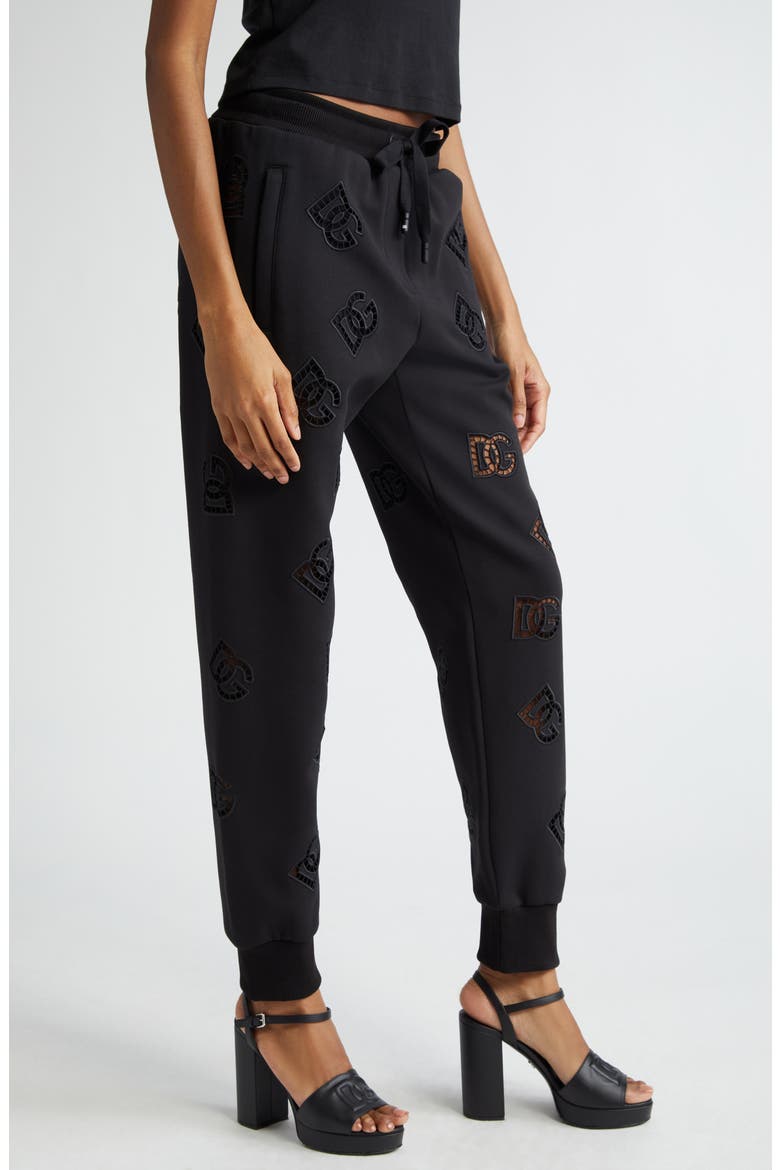 Eyelet Logo Cotton Blend Joggers, Alternate, color, N0000NERO