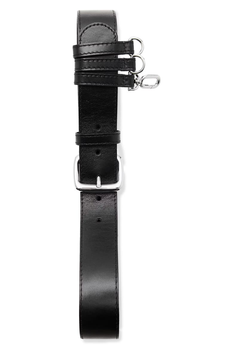 Starring Hailey Bieber Loops Leather Belt, Alternate, color, BLACK