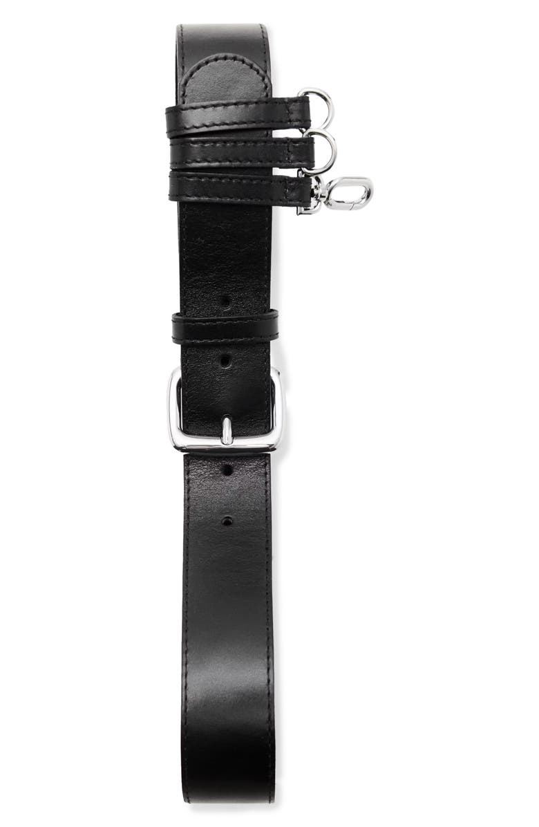 MANGO Starring Hailey Bieber Loops Leather Belt, Alternate, color, Black