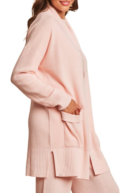 Shop Barefoot Dreams Waffle Knit Lounge Cardigan In Bella Pink