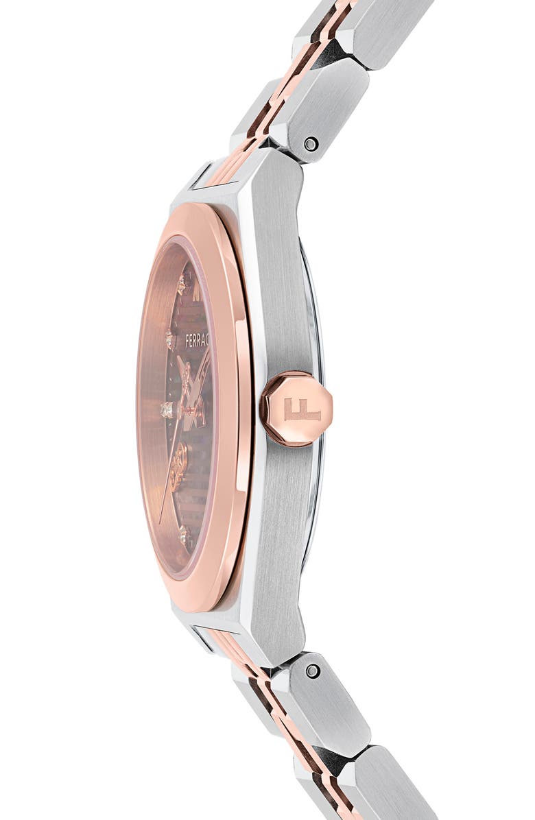 FERRAGAMO Vega Bracelet Watch, 28mm, Alternate, color, Brown/ Two Tone