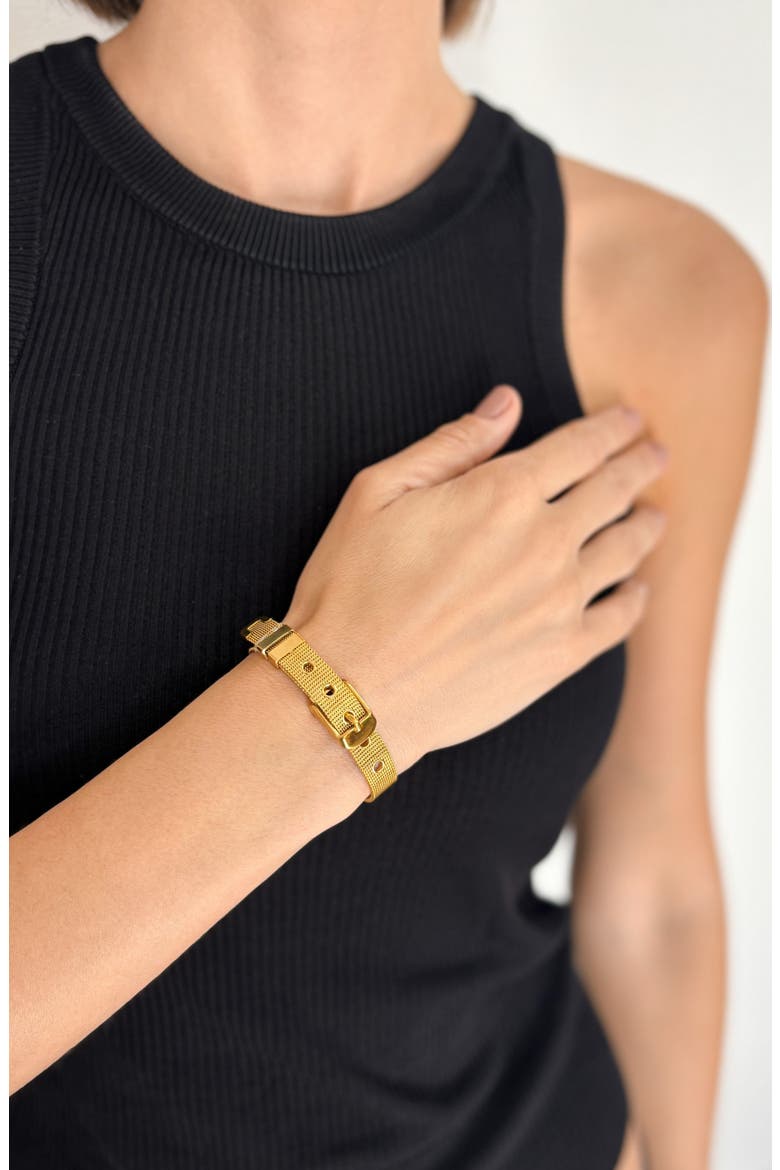 14K Gold Plated Belt Bracelet, Alternate, color, YELLOW
