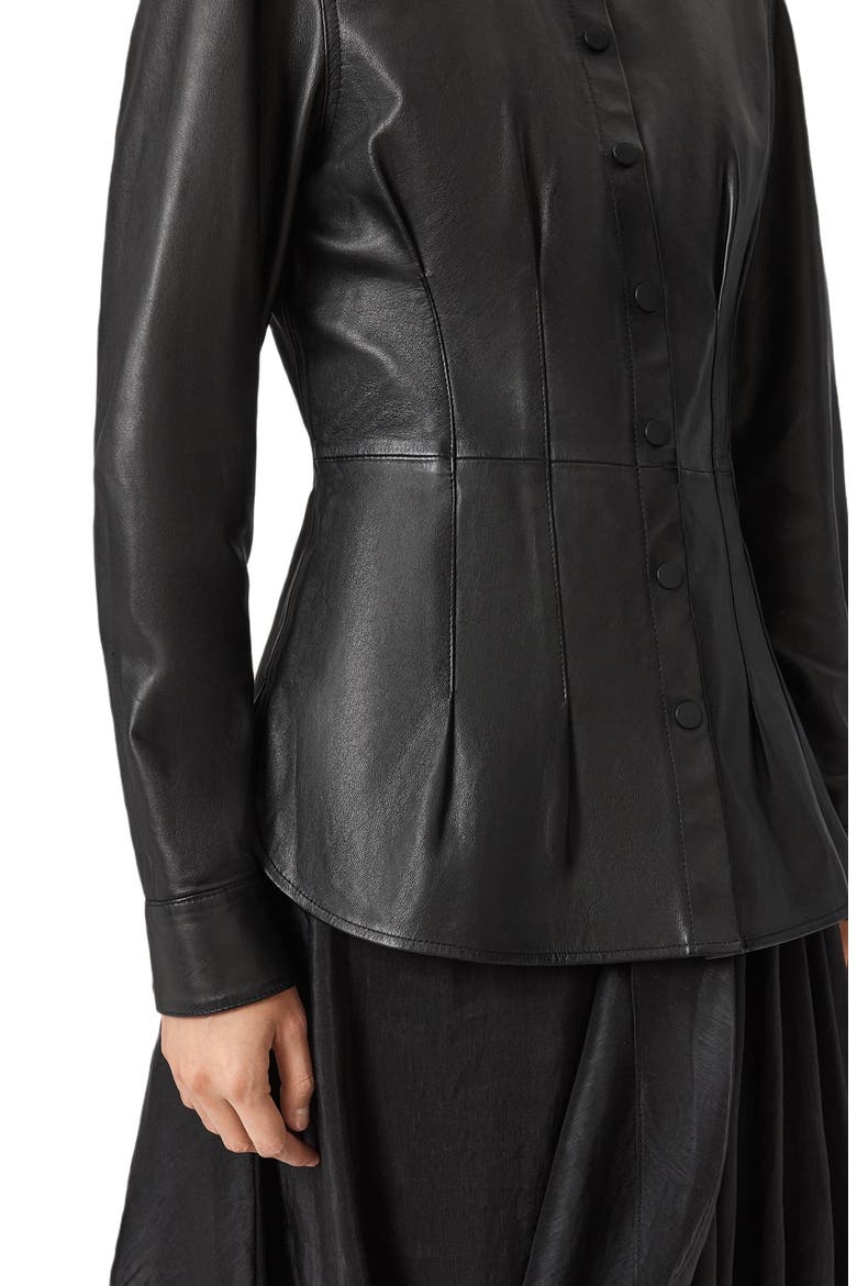 Larson Lea Leather Jacket, Alternate, color, BLACK