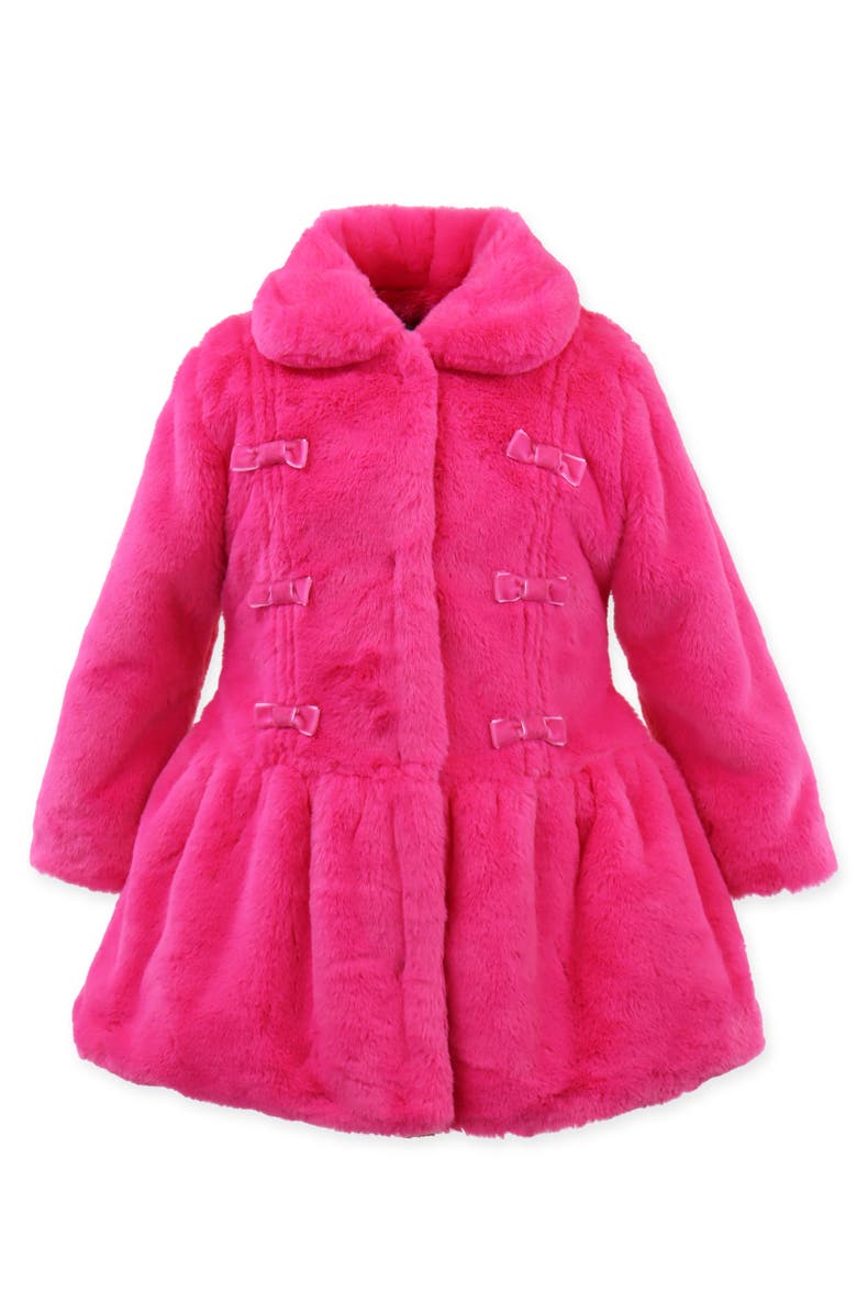 Widgeon Faux Fur Bow Princess Coat, Alternate, color, Hot Pink Puff