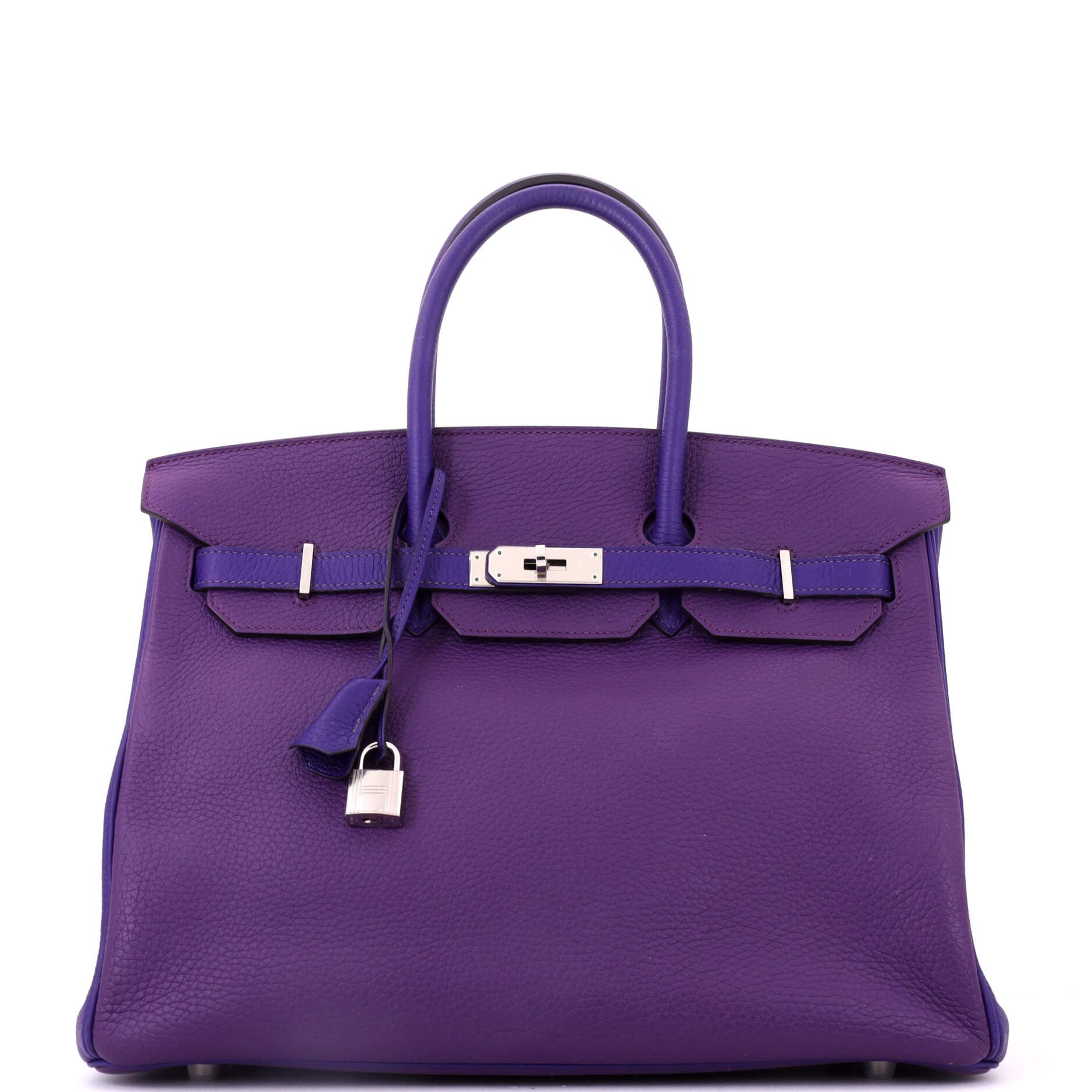 Pre-Owned Hermes Birkin Handbag Bicolor Clemence with Palladium Hardware 35, Main, color, Bicolor - Ultraviolet/Iris