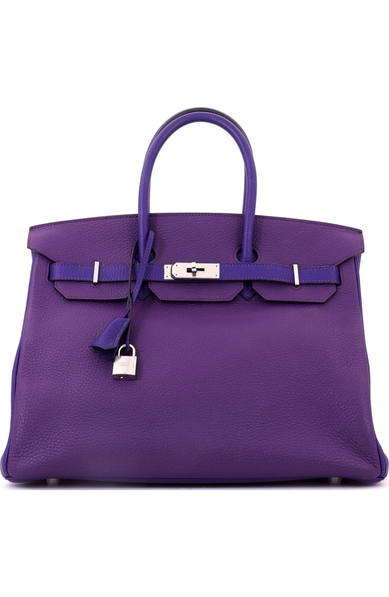 Pre-Owned Hermes Birkin Handbag Bicolor Clemence with Palladium Hardware 35, Main, color, Bicolor - Ultraviolet/Iris