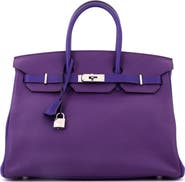 Pre-Owned Hermes Birkin Handbag Bicolor Clemence with Palladium Hardware 35