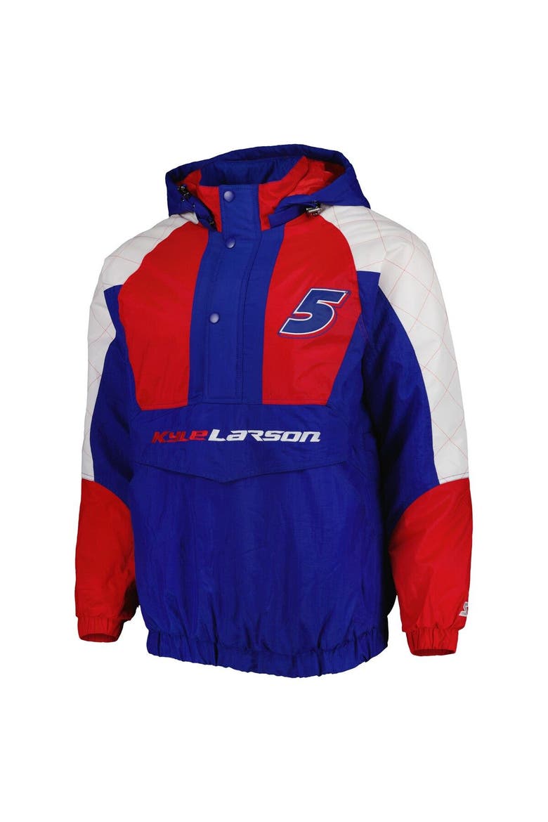 Men's Starter Royal/Red Kyle Larson The Body Check Half-Snap Pullover Jacket, Alternate, color, Royal