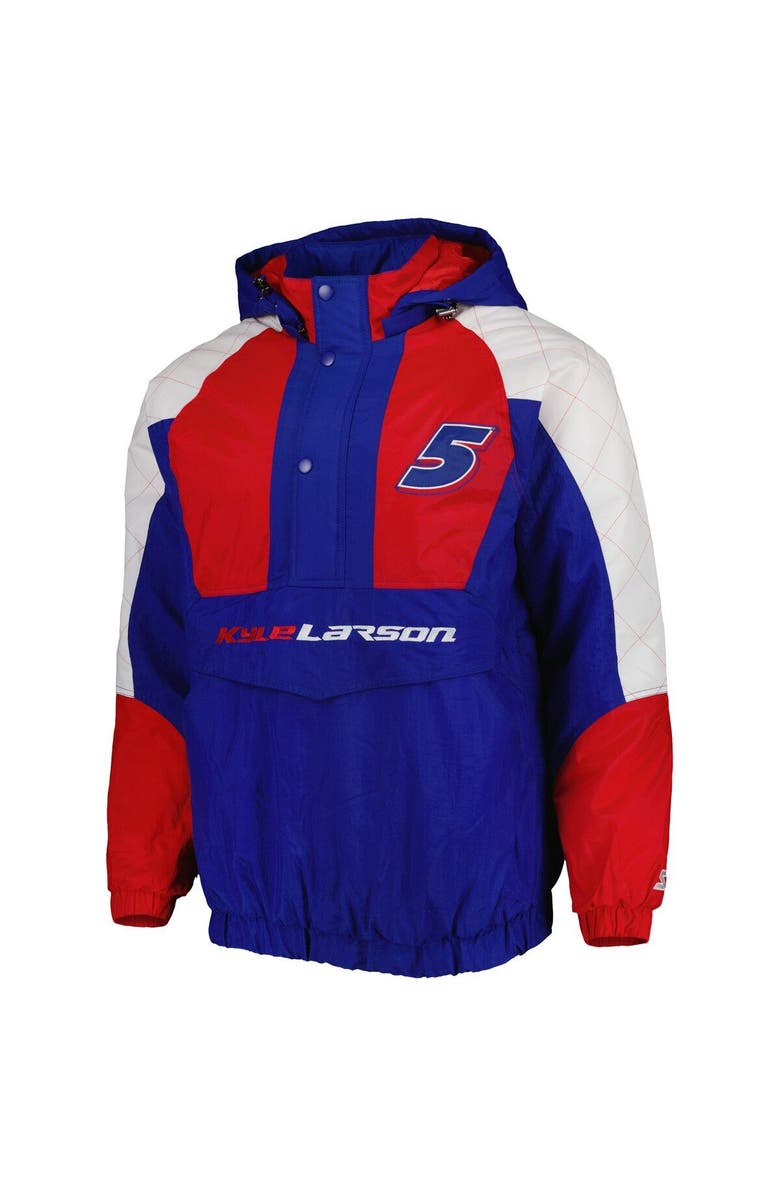 STARTER Men's Starter Royal/Red Kyle Larson The Body Check Half-Snap Pullover Jacket, Alternate, color, Royal