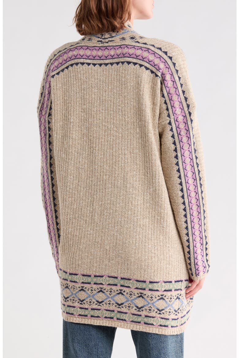 Geometric Border Pocket Cardigan, Alternate, color, CREAM COMBO