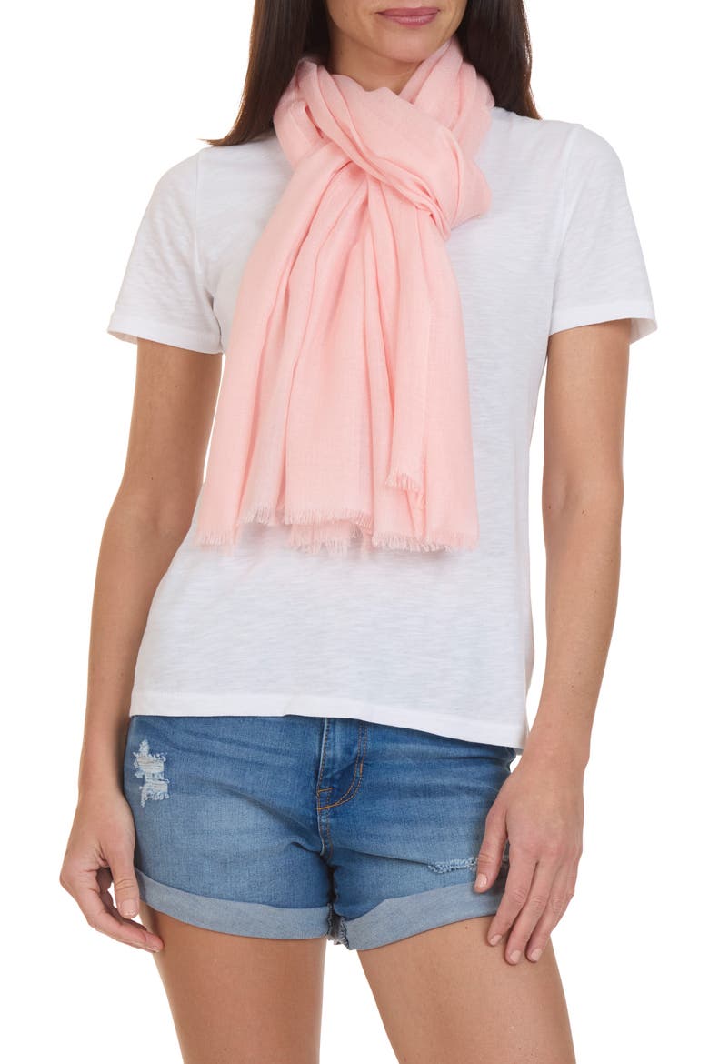 Solid Fringe Scarf, Main, color, PINK